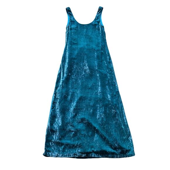 Alix of Bohemia Adele Teal Velvet Sleeveless Maxi Dress w/ Side Slit Size Small - Picture 1 of 6
